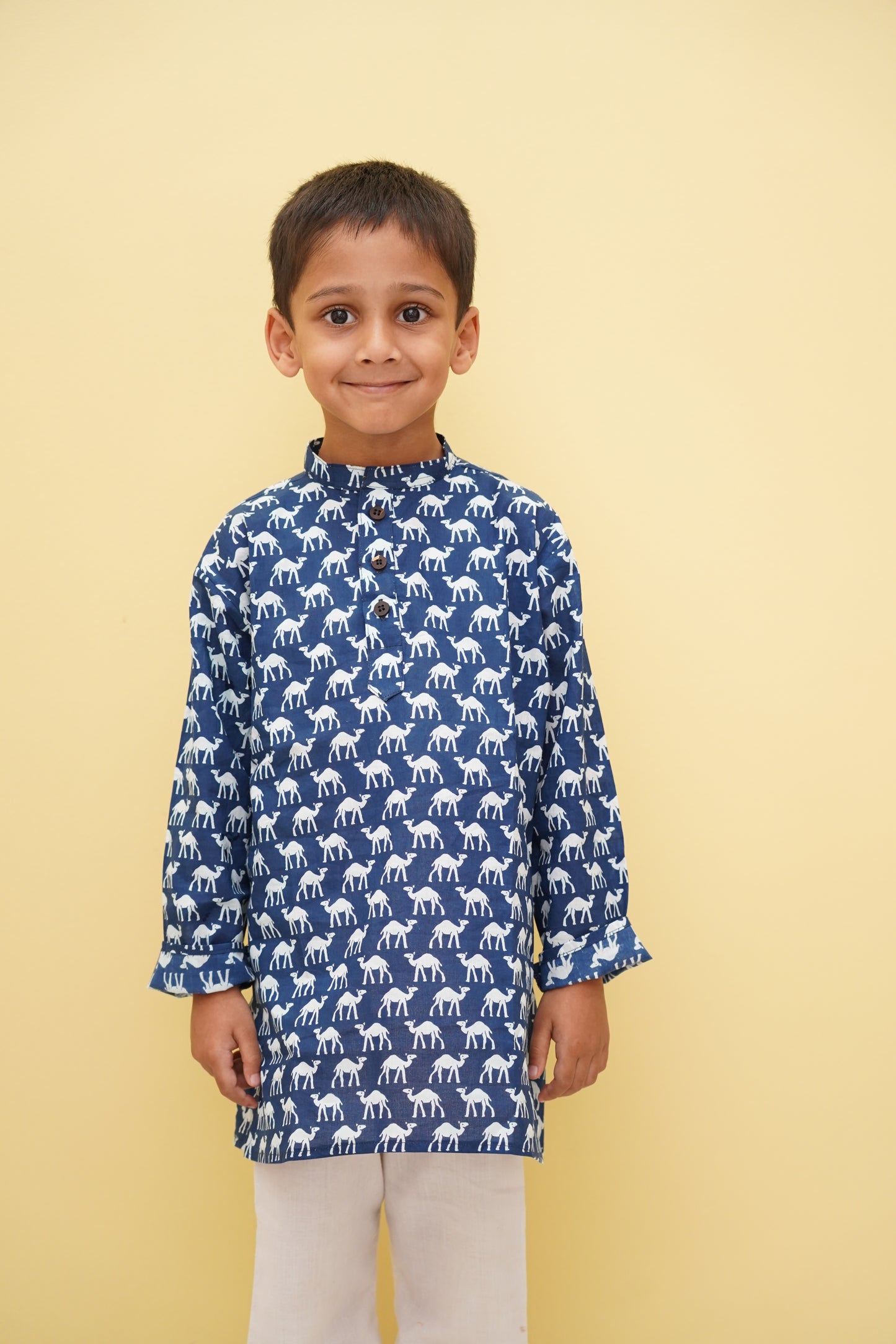 BLK024 - NAVY BLUE CAMEL LONG KURTA