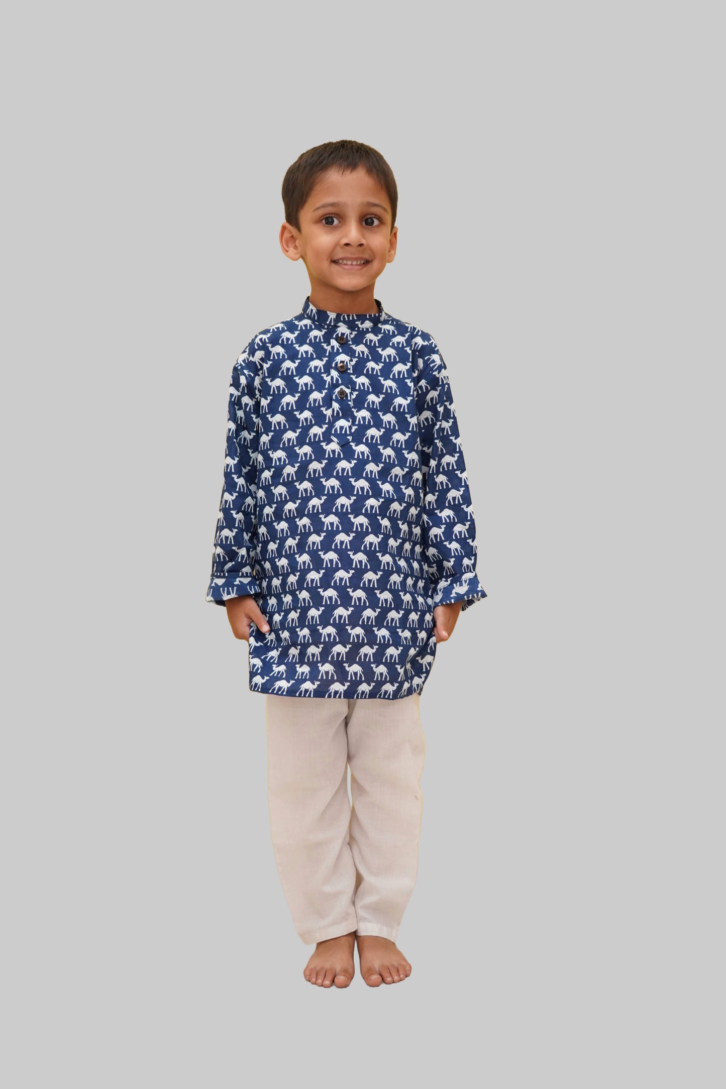 BLK024 - NAVY BLUE CAMEL LONG KURTA