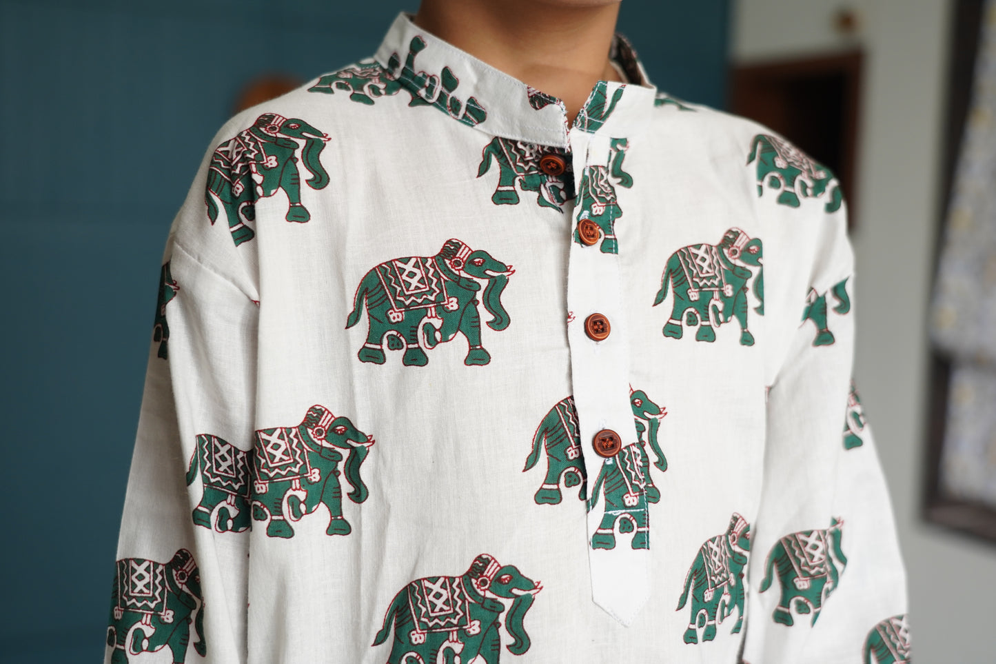 BLK029 - Green elephant white background