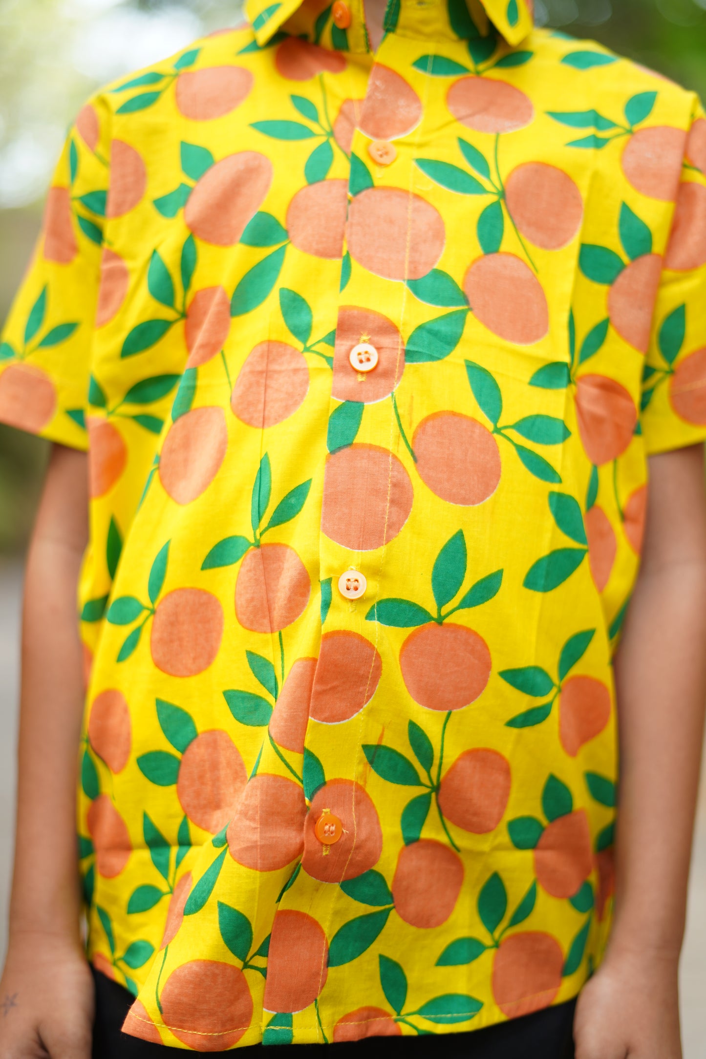 BSH072 Orange print shirt
