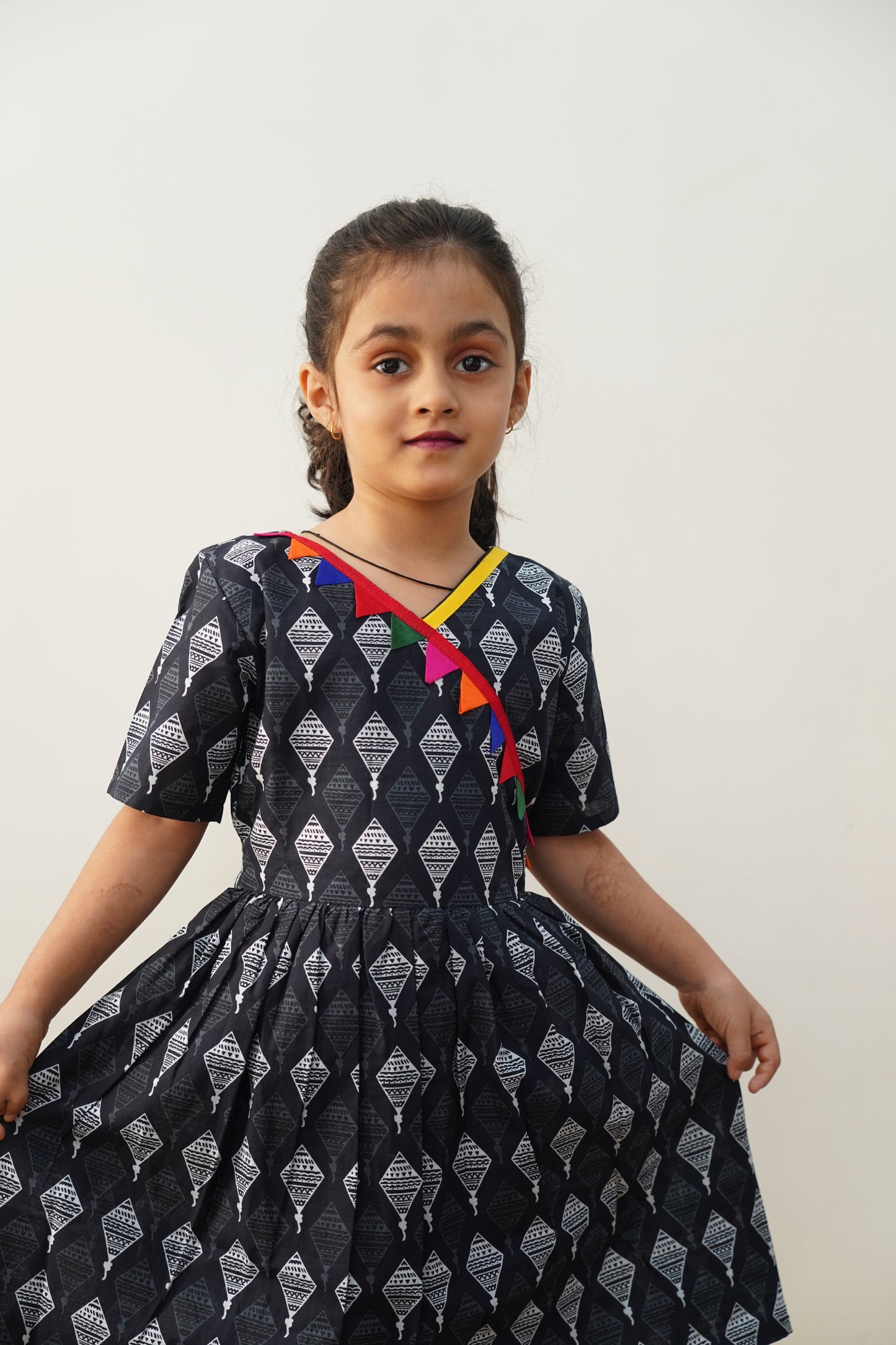 Kite print frock black