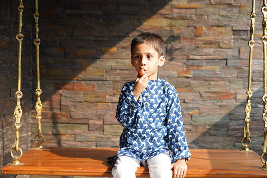 BLK024 - NAVY BLUE CAMEL LONG KURTA
