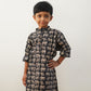 Black long kurta, full sleeves with elephant print