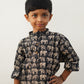 Black long kurta, full sleeves with elephant print