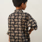 Black long kurta, full sleeves with elephant print