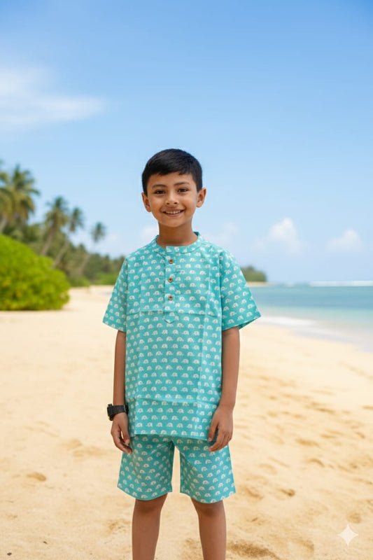 BSK025 CO ORD SKY BLUE ELEPHANT