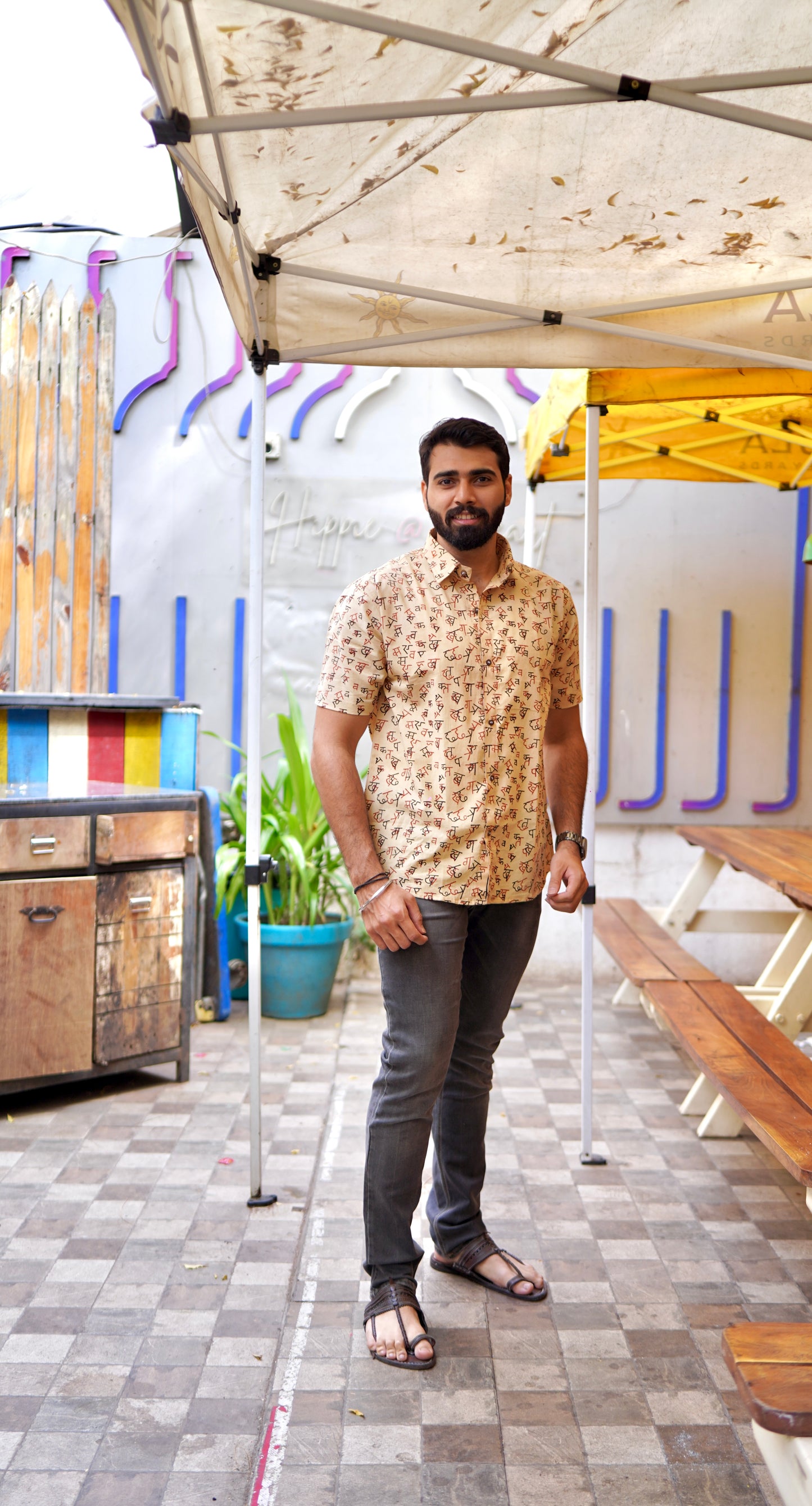 MSH003 - Handblock printed pure cotton Akshar print shirt