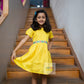 GFR088 Little Indian Chanderi silk half sleeves frock yellow