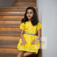 GFR088 Little Indian Chanderi silk half sleeves frock yellow