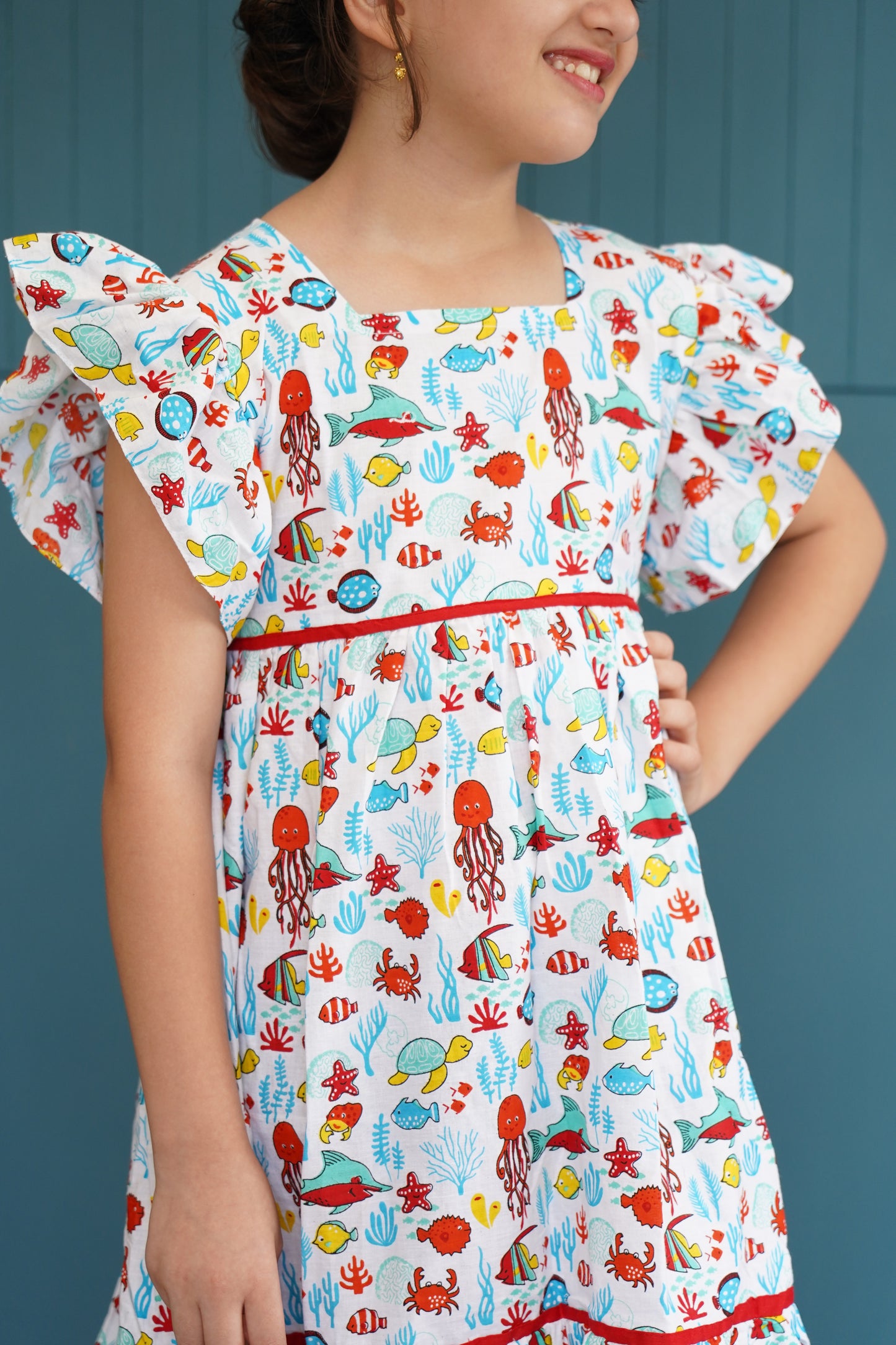 Aquatic print cotton frock