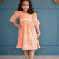 Peach Lukhnowi Georgette frock