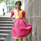 Tomato colour frock with sequence