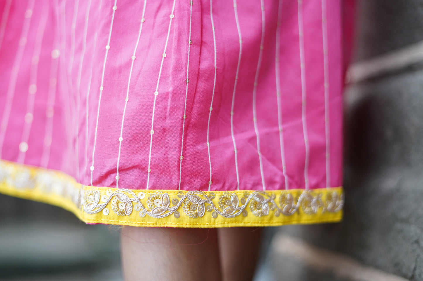 Tomato colour frock with sequence