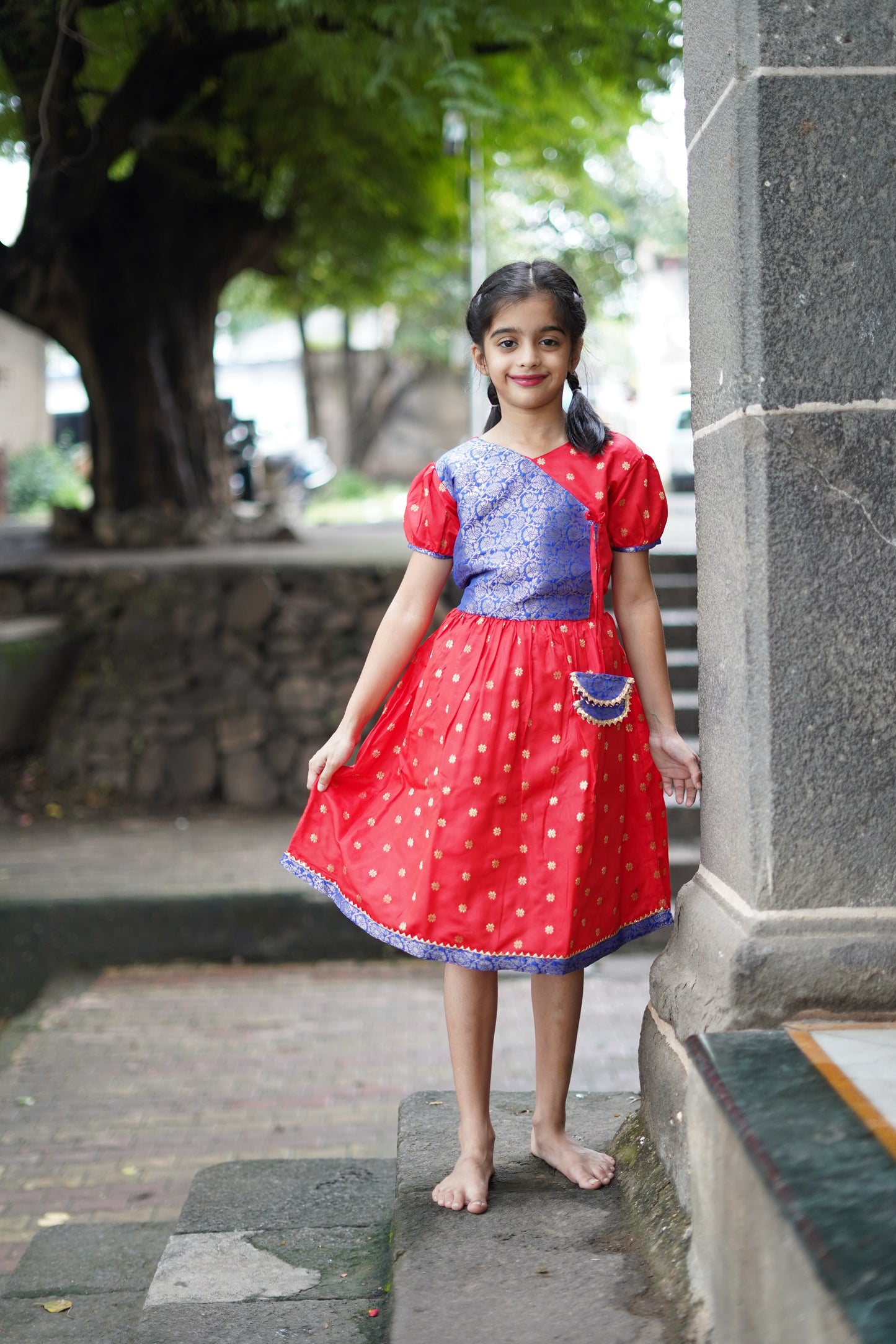 Red frock with cute latkan