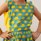 Blue colour whale print sleeveless frock