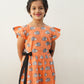 Peach porcupine print frock