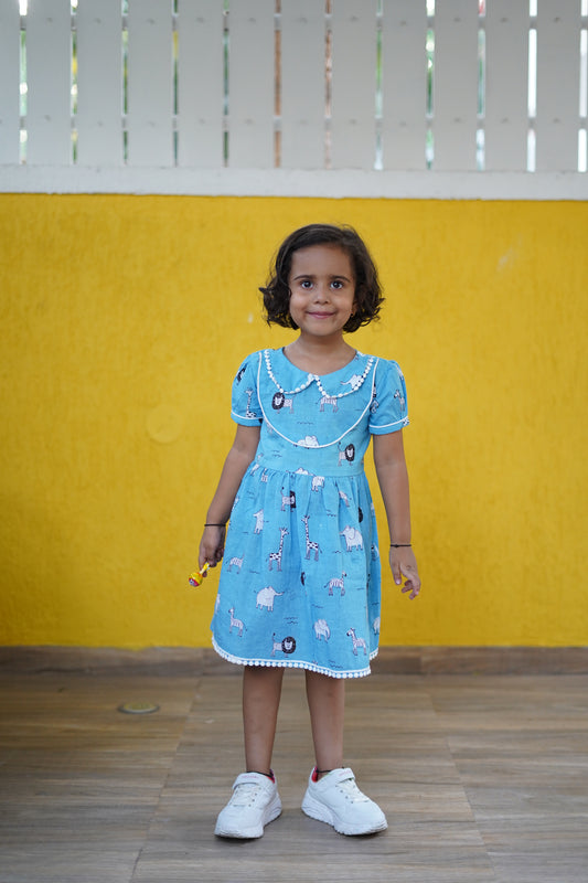 GFR141 Blue Zoo dress for girls