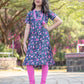 Blue and Pink floral kurta for girls