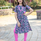 Blue and Pink floral kurta for girls