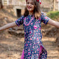 Blue and Pink floral kurta for girls