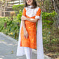 Orange Ikat kurti for girls