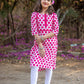 Magenta elephant print girls' long kurta