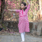 Magenta elephant print girls' long kurta