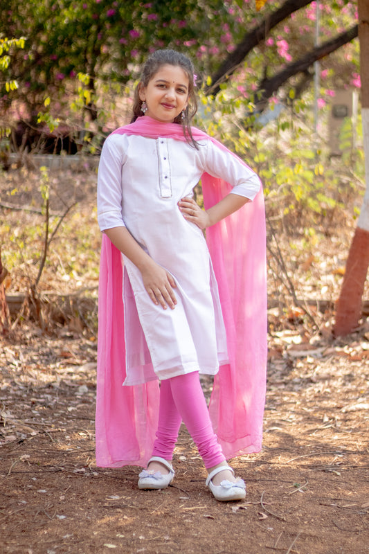 White slub kurti