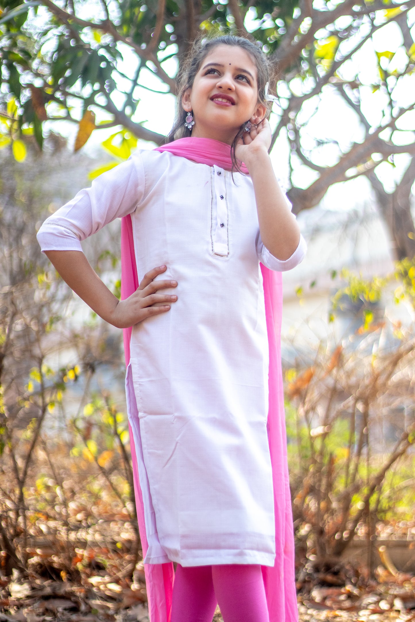 White slub kurti