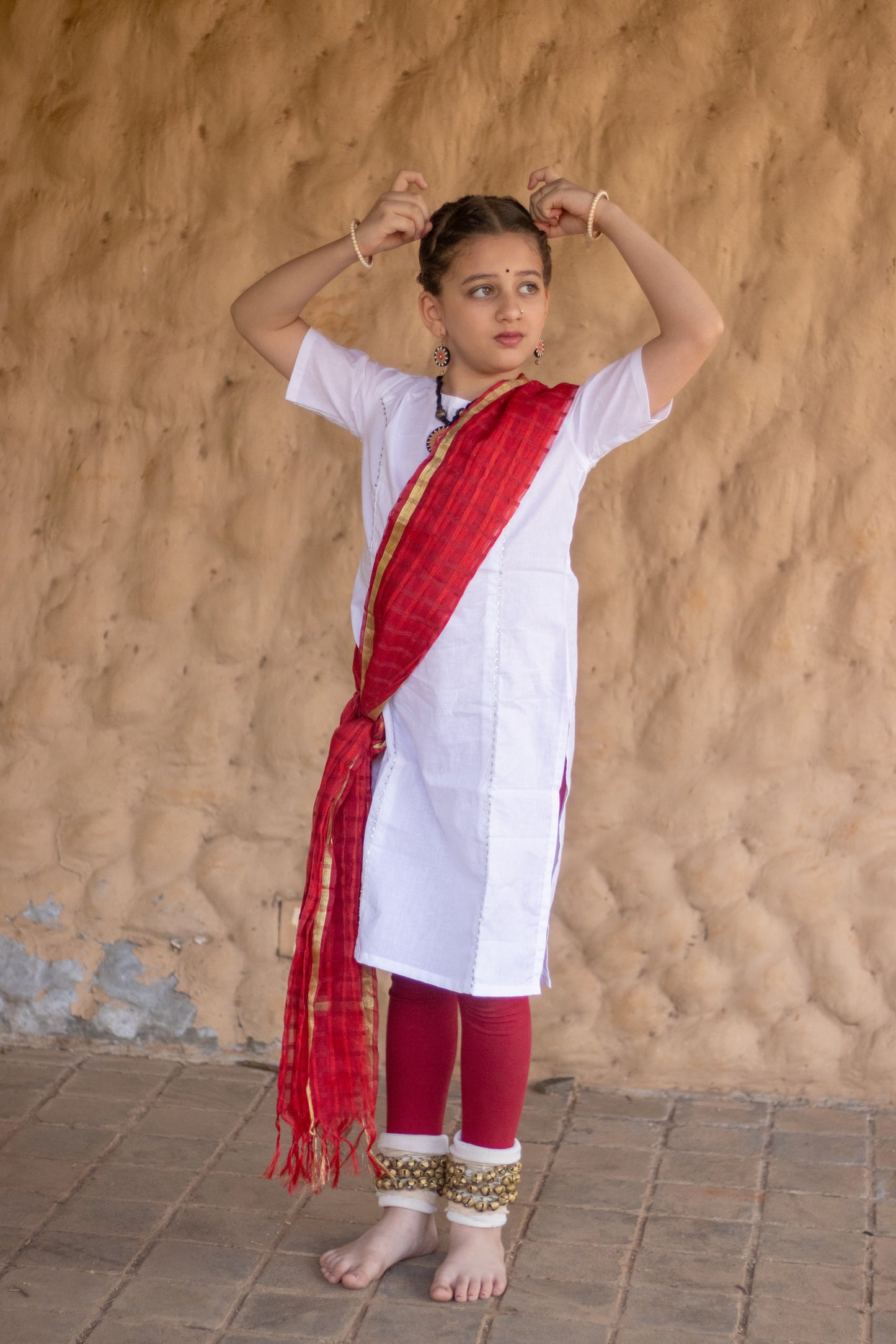 Plain white cotton kurti for girls