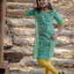 Sea green floral kurti for girls