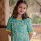 Sea green floral kurti for girls