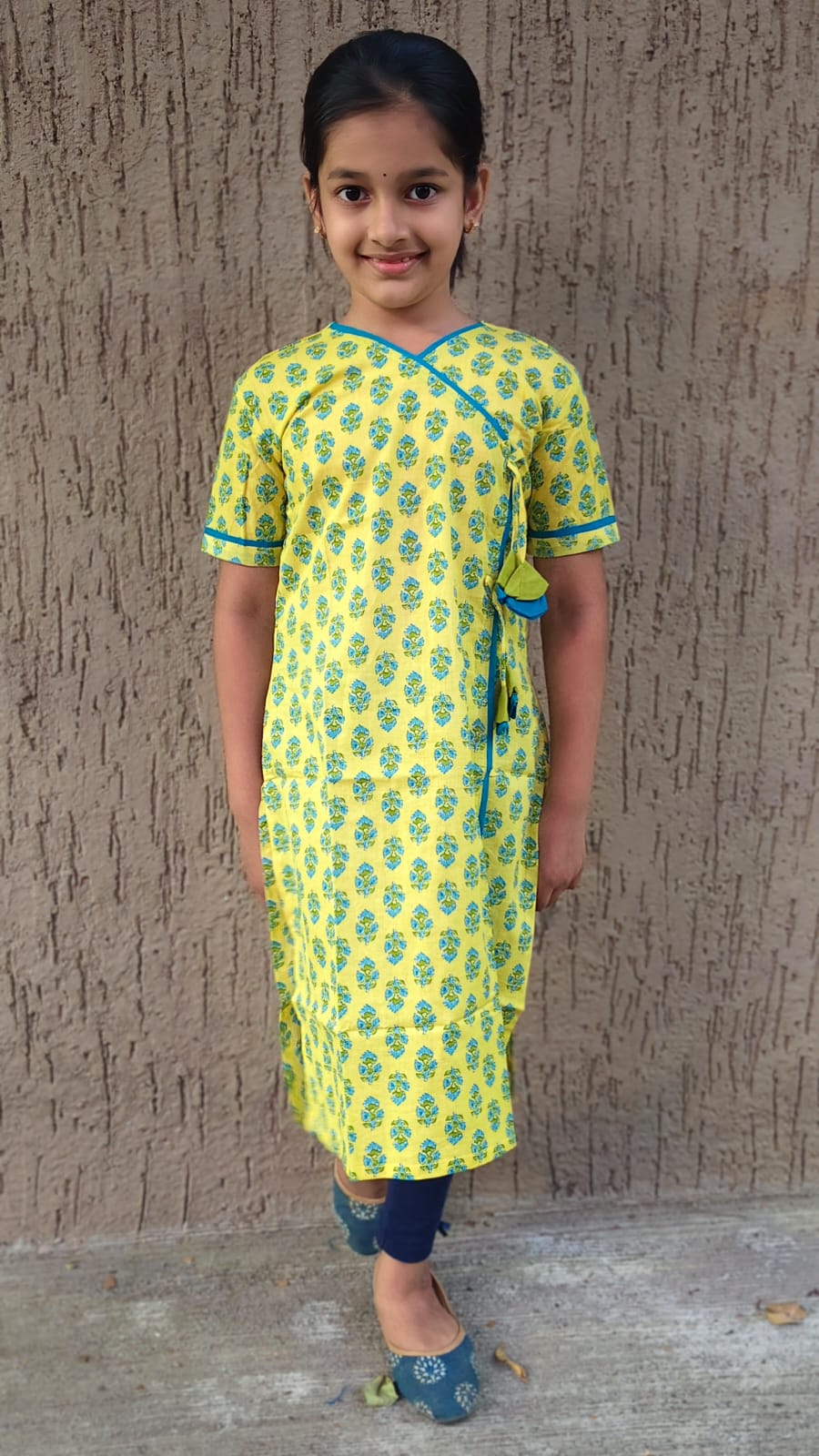 GLK031 - Yellow floral bara bandi style girls' kurti