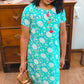 GLK033 - Sea green floral tassle kurti