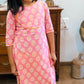 GLK035- Pink floral Jaipur print kurta for kids