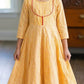 GLK038Y Little Indian Cotton woven 3/4th sleeves panel kurta Yellow