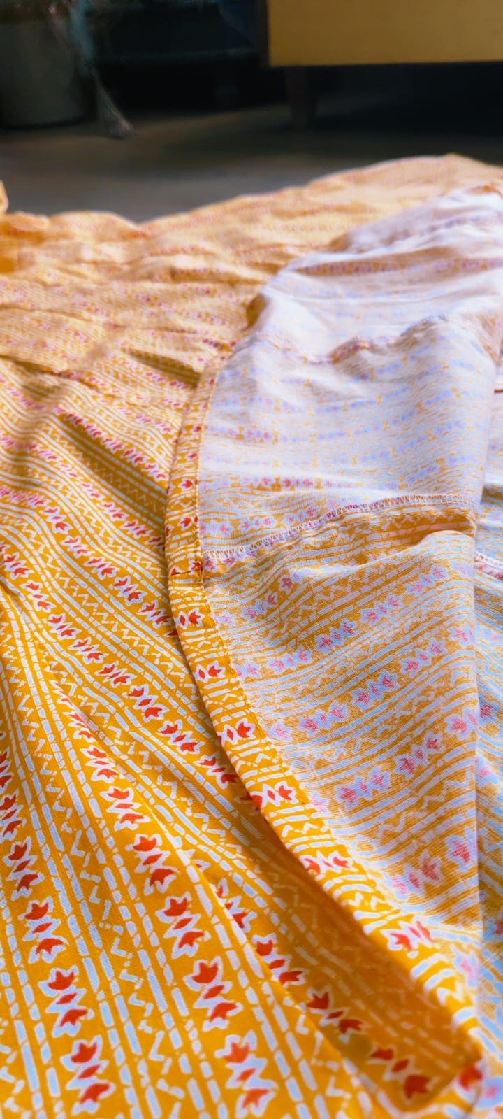 GLK038Y Little Indian Cotton woven 3/4th sleeves panel kurta Yellow