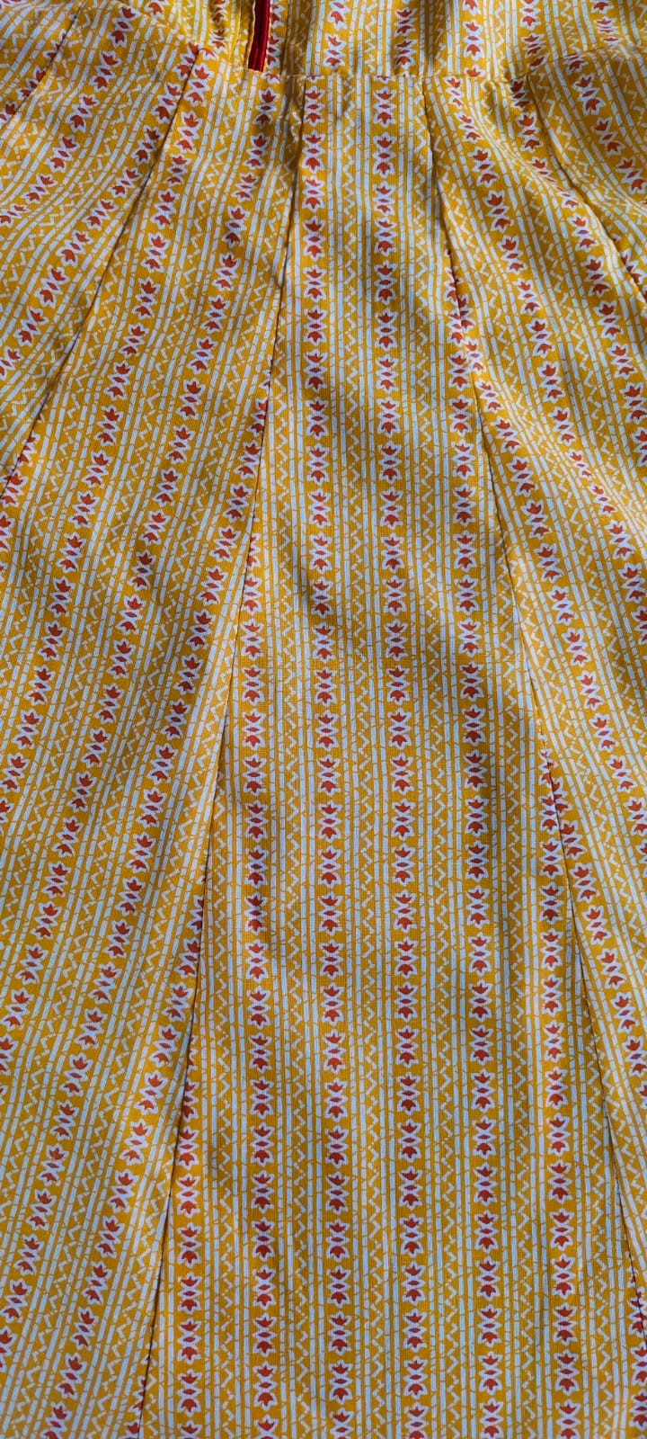 GLK038Y Little Indian Cotton woven 3/4th sleeves panel kurta Yellow