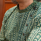 Hand Block printed men's long kurta green colour