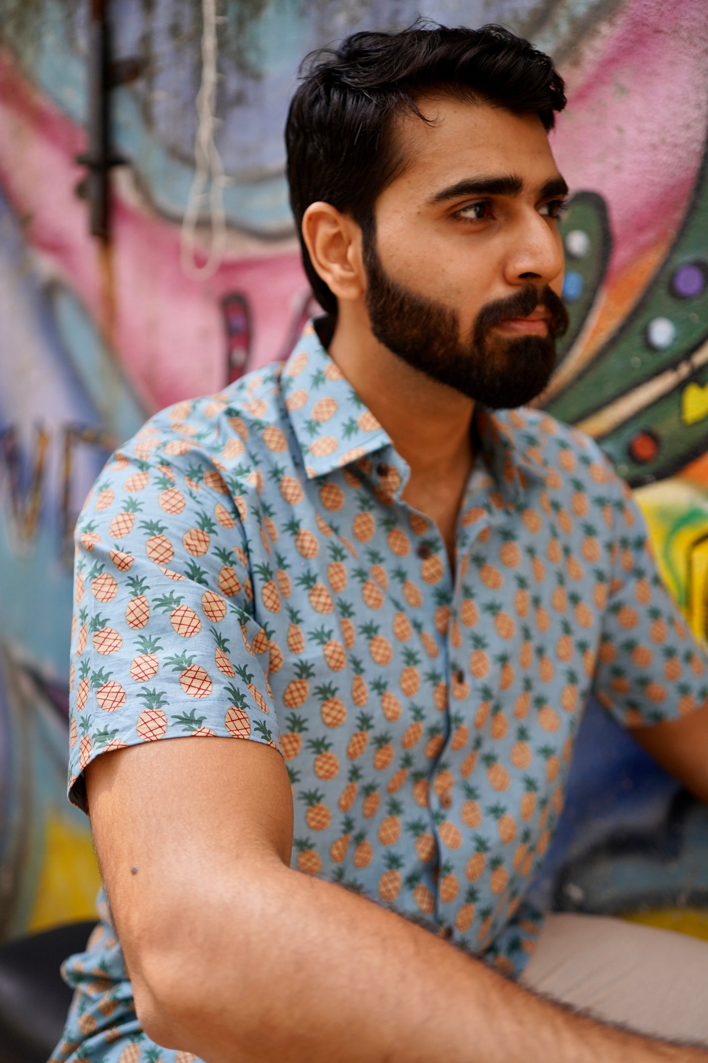 MSH001 - Pineapple print cotton shirt