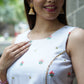 WLK004 - Embroidered white kurti for women