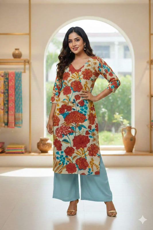 WLK005 - Floral cotton kurti