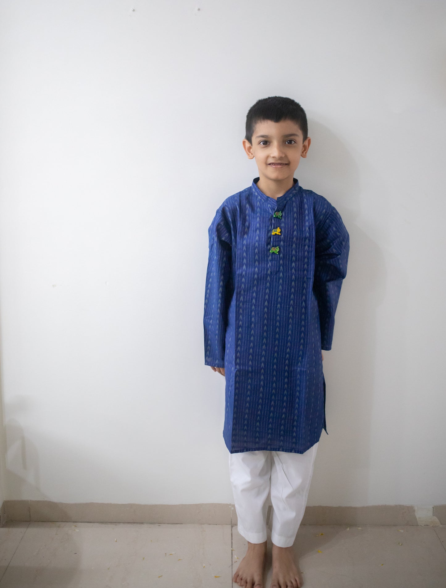 Silk kurta with kantha work