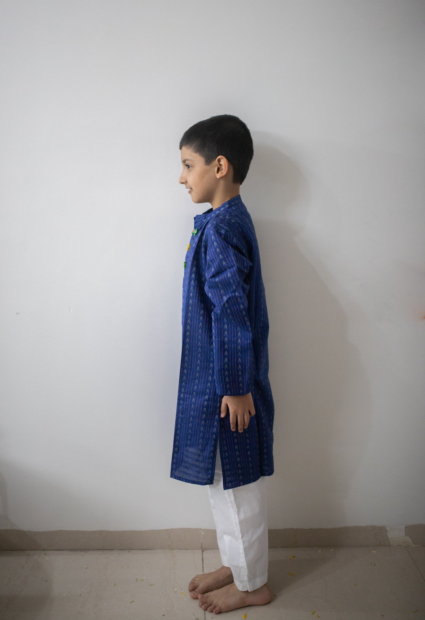 Silk kurta with kantha work