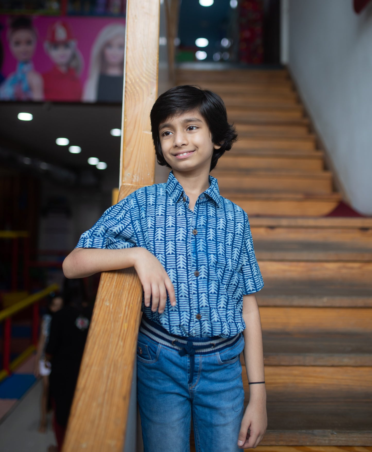 Handblock printed indigo shirt