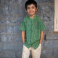 Handblock printed green shirt