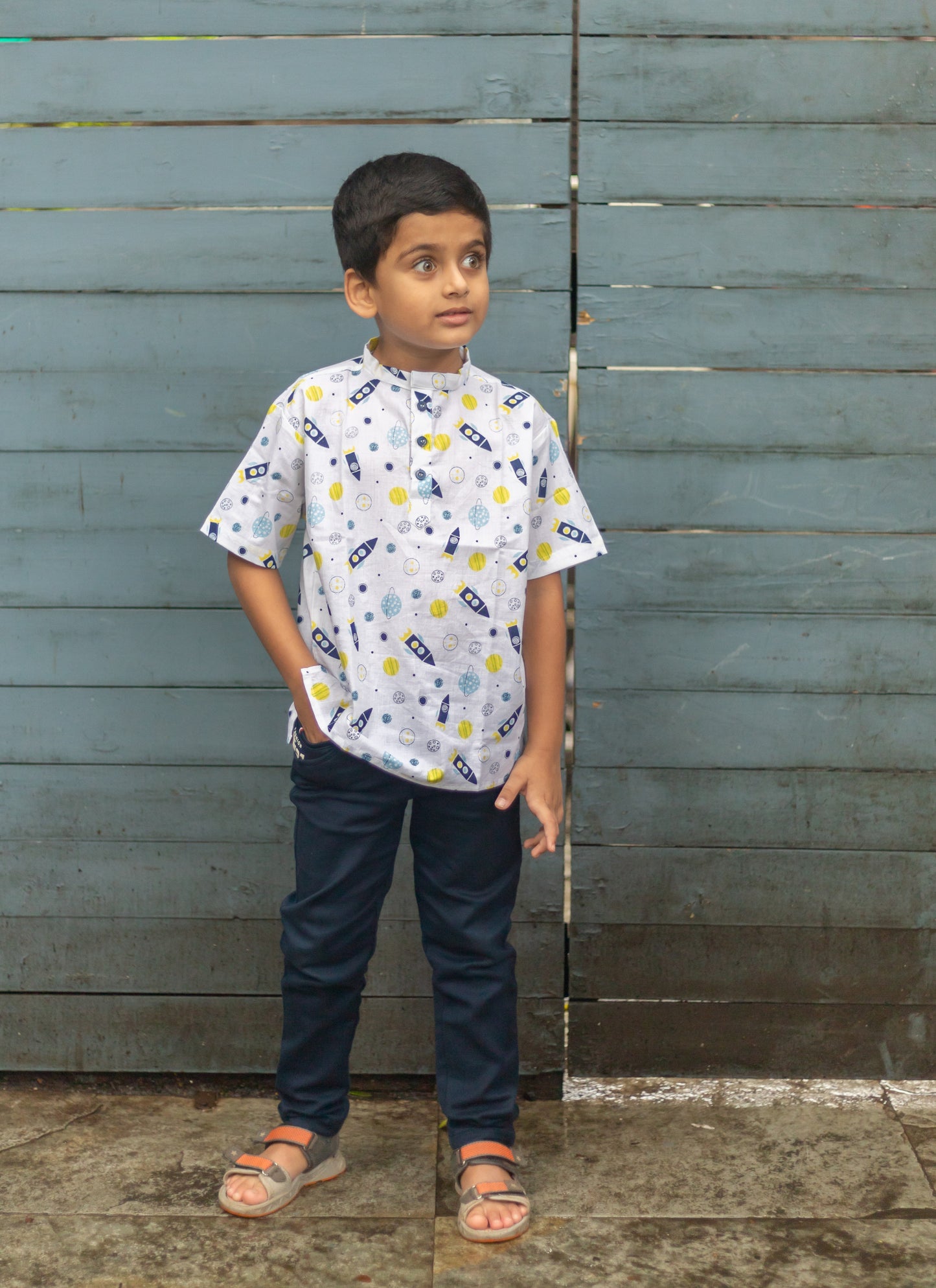 Rocket print short kurta