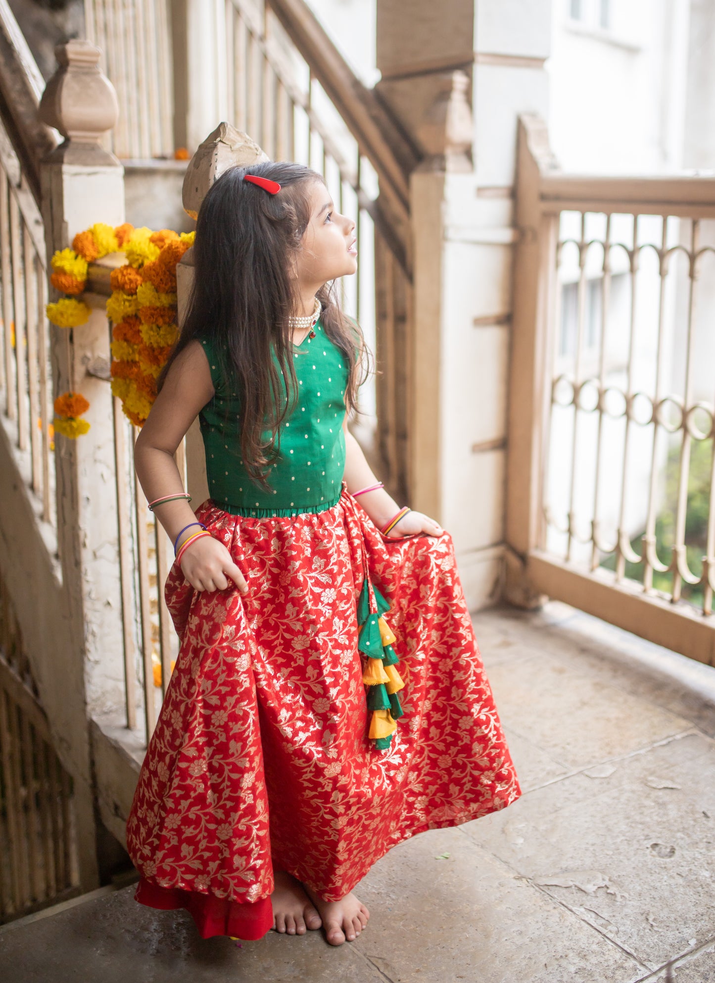 Chanderi Floral Jari Ghargra Choli