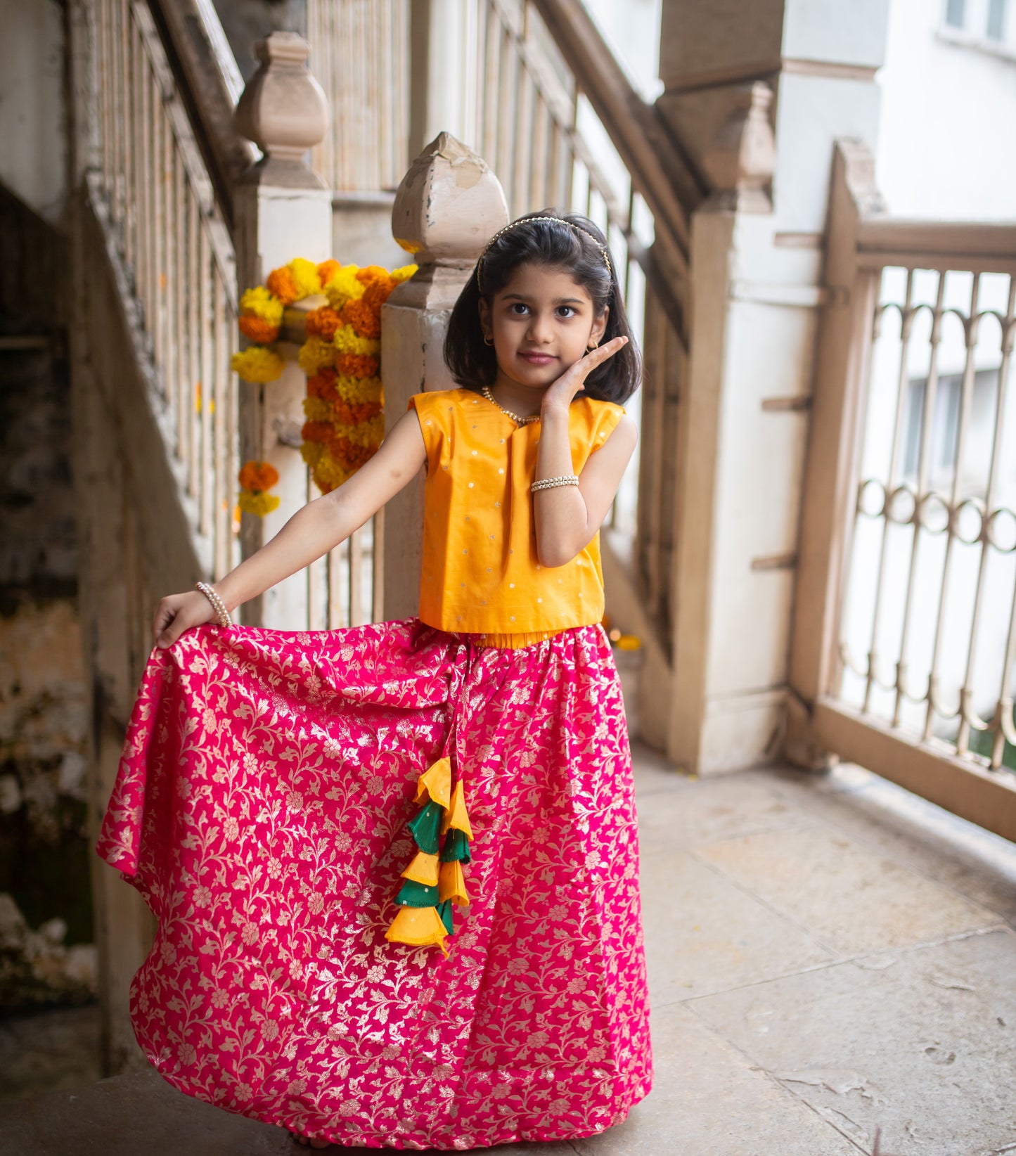 Chanderi Floral Jari Ghargra Choli